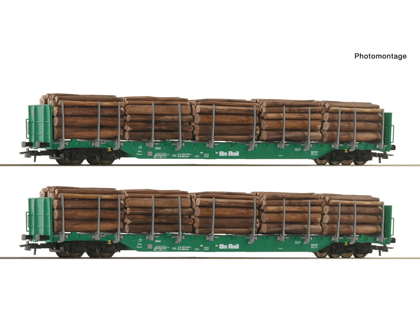 Roco 6600319 OnRail Rnoos Bogie Stake Wagon w/Timber Load Set (2) VI HO Gauge