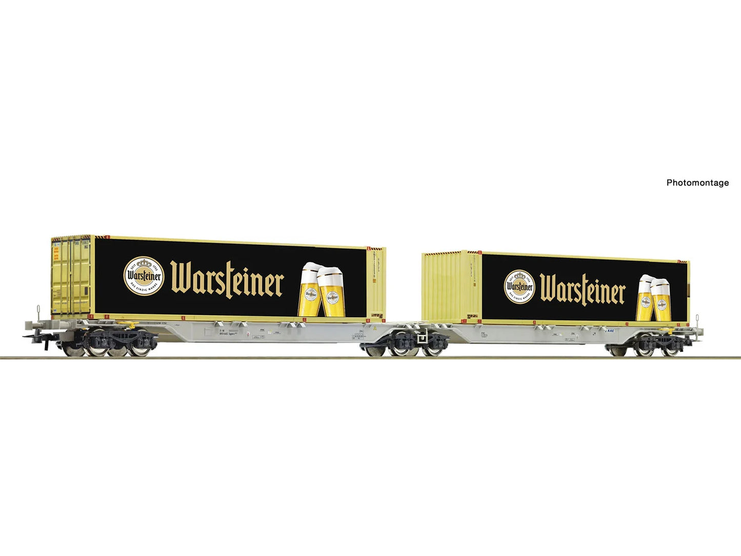 Roco 6600320 PO Sggmrs Dbl Flat Wagon w/Warsteiner Container Load VI HO Gauge