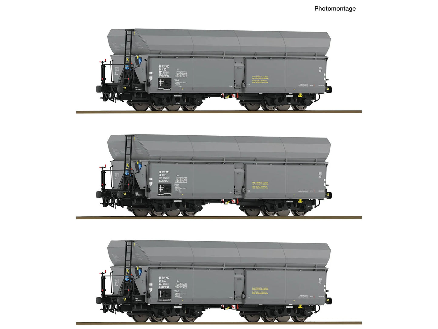 Roco 6600325 CSD Fads/Wap Self Unloading Hopper Wagon Set (3) IV HO Gauge