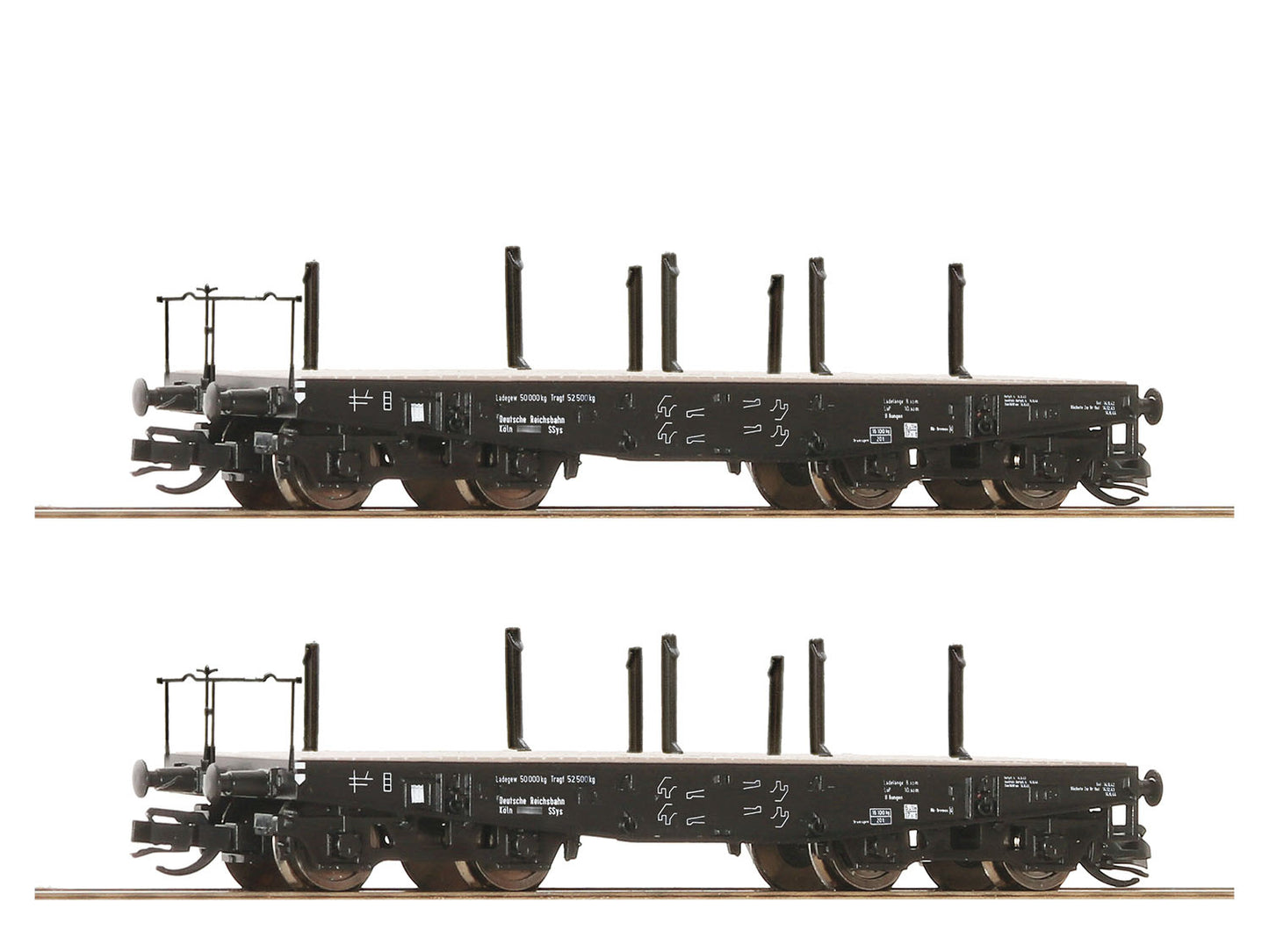 Roco DRG Ssys Bogie Stake Wagon Set (2) II RC6680034 TT Gauge