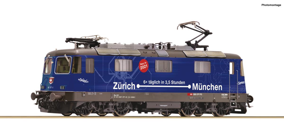 Roco 71413 SBB Re421 371-6 Zurich-Munich Electric Loco VI (DCC-Sound) HO