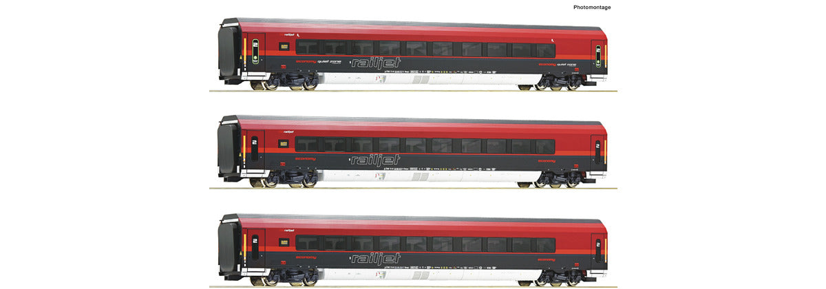 Roco OBB Railjet Coach Set (3) VI (~AC-Fitted) RC74042 HO Gauge