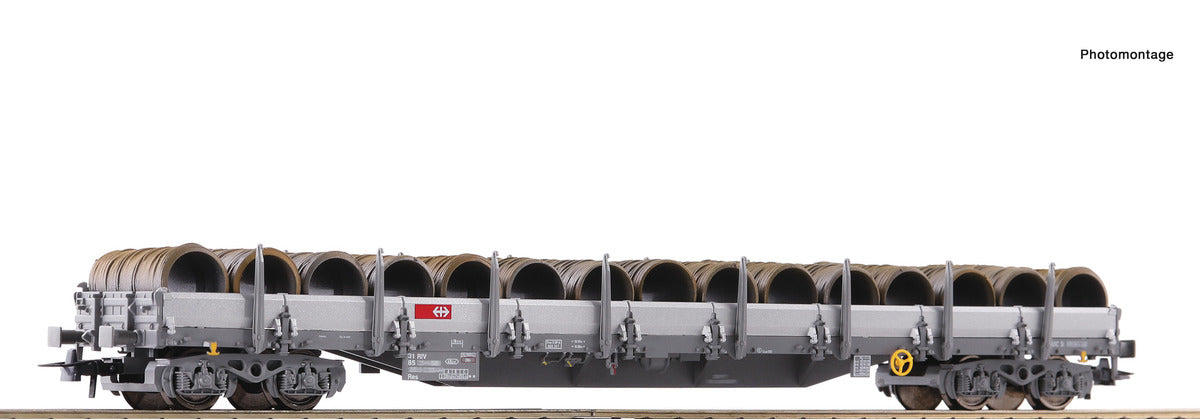 Roco SBB Res Bogie Stake Wagon w/Wire Reel Load VI RC76591 HO Gauge