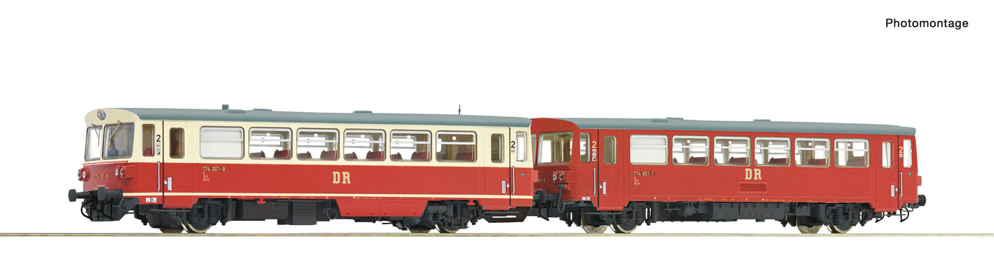 Roco DR BR174 001-8 Diesel Railcar & Trailer IV RC7700013 HO Gauge
