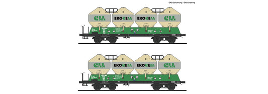Roco ZSSK Uacs Bogie Silo Wagon Set (2) VI RC77006 HO Gauge
