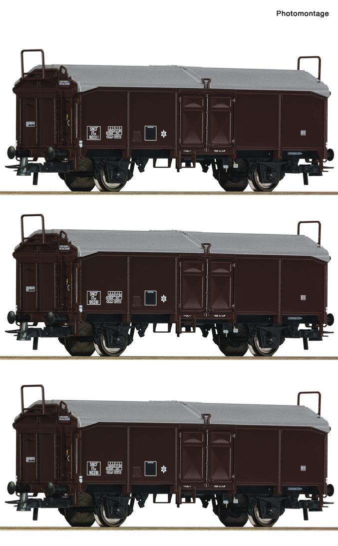 Roco 77020 SNCF Sliding Roof Wagon Set (3) III HO