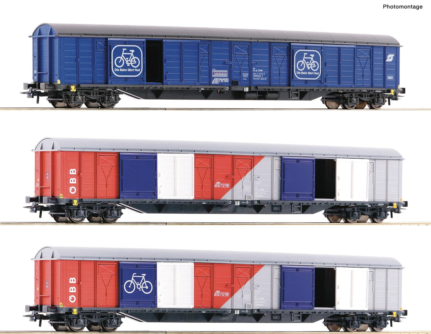 Roco OBB Gabkqss-x Bicycle Transportation Wagon Set (3) V RC77022 HO Gauge