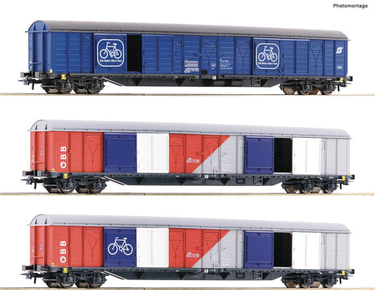 Roco OBB Gabkqss-x Bicycle Transportation Wagon Set (3) V RC77022 HO Gauge