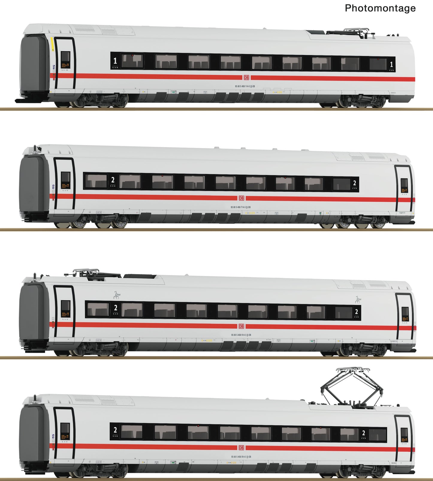 Roco DBAG ICE3neo Intermediate Coach Set (4) VI RC7710018 HO Gauge