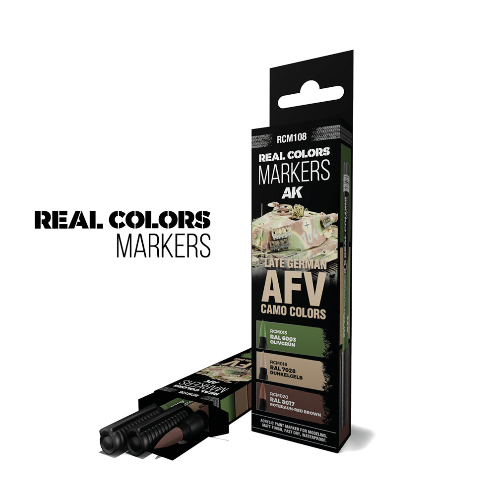 AK Interactive Real Colours Markers - Late German AFV Camouflage 3 Set RCM108
