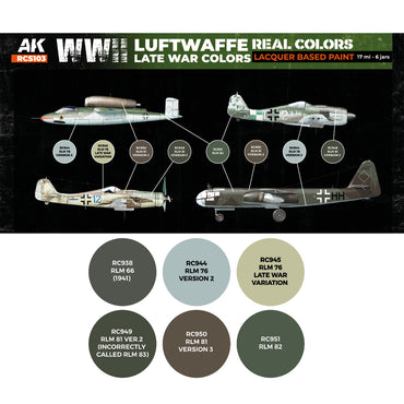 AK Interactive RCS103 WWII Luftwaffe Late War Colours Lacquer-Based Paint Set