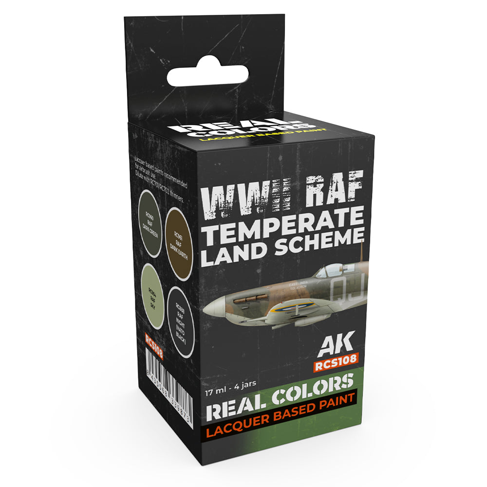 AK Interactive RCS108 WWII RAF Temperate Land Scheme Lacquer-Based Paint Set