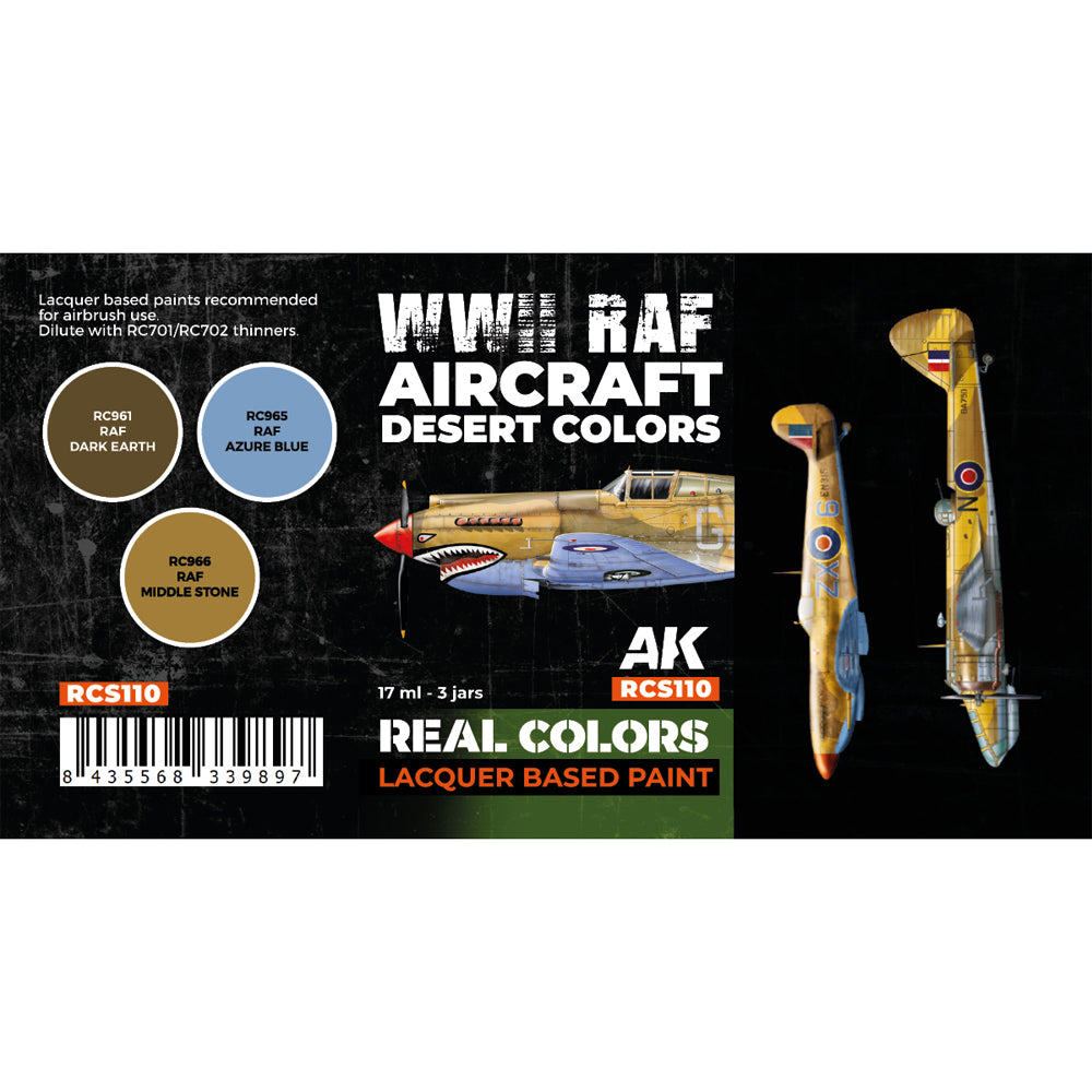 AK Interactive RCS110 WWII RAF Aircraft Desert Colours Lacquer-Based Paint Set