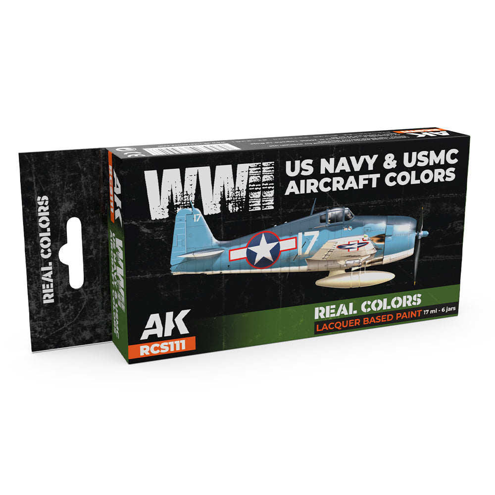 AK Interactive RCS111 WWII USN & USMC Aircraft Colours Lacquer-Based Paint Set