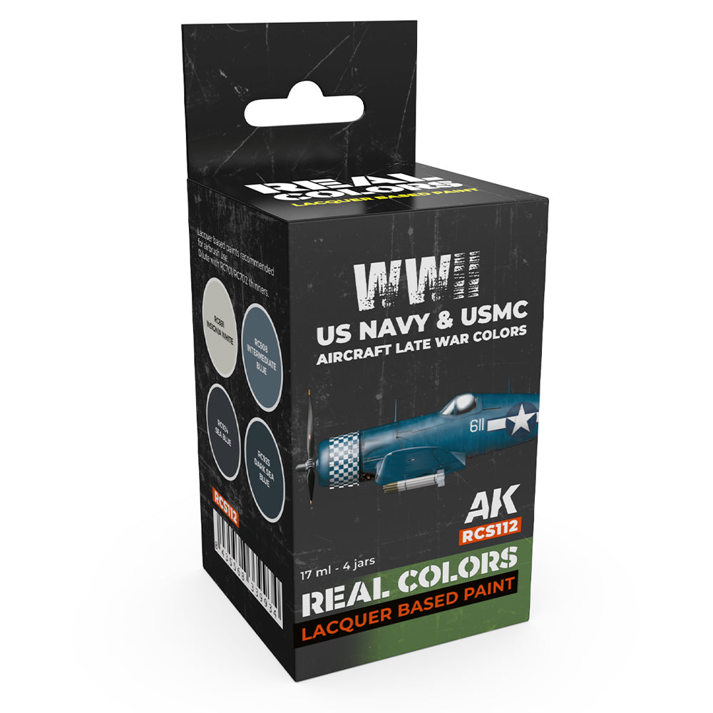 AK Interactive RCS112 WWII USN & USMC Aircraft Late War Lacquer-Based Paint Set
