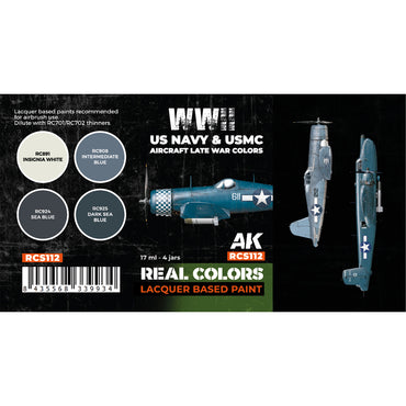 AK Interactive RCS112 WWII USN & USMC Aircraft Late War Lacquer-Based Paint Set