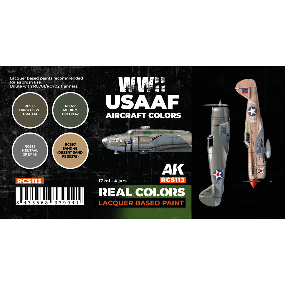 AK Interactive RCS113 WWII USAAF Aircraft Colours Lacquer-Based Paint Set