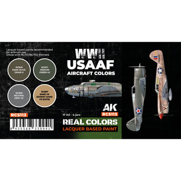 AK Interactive RCS113 WWII USAAF Aircraft Colours Lacquer-Based Paint Set