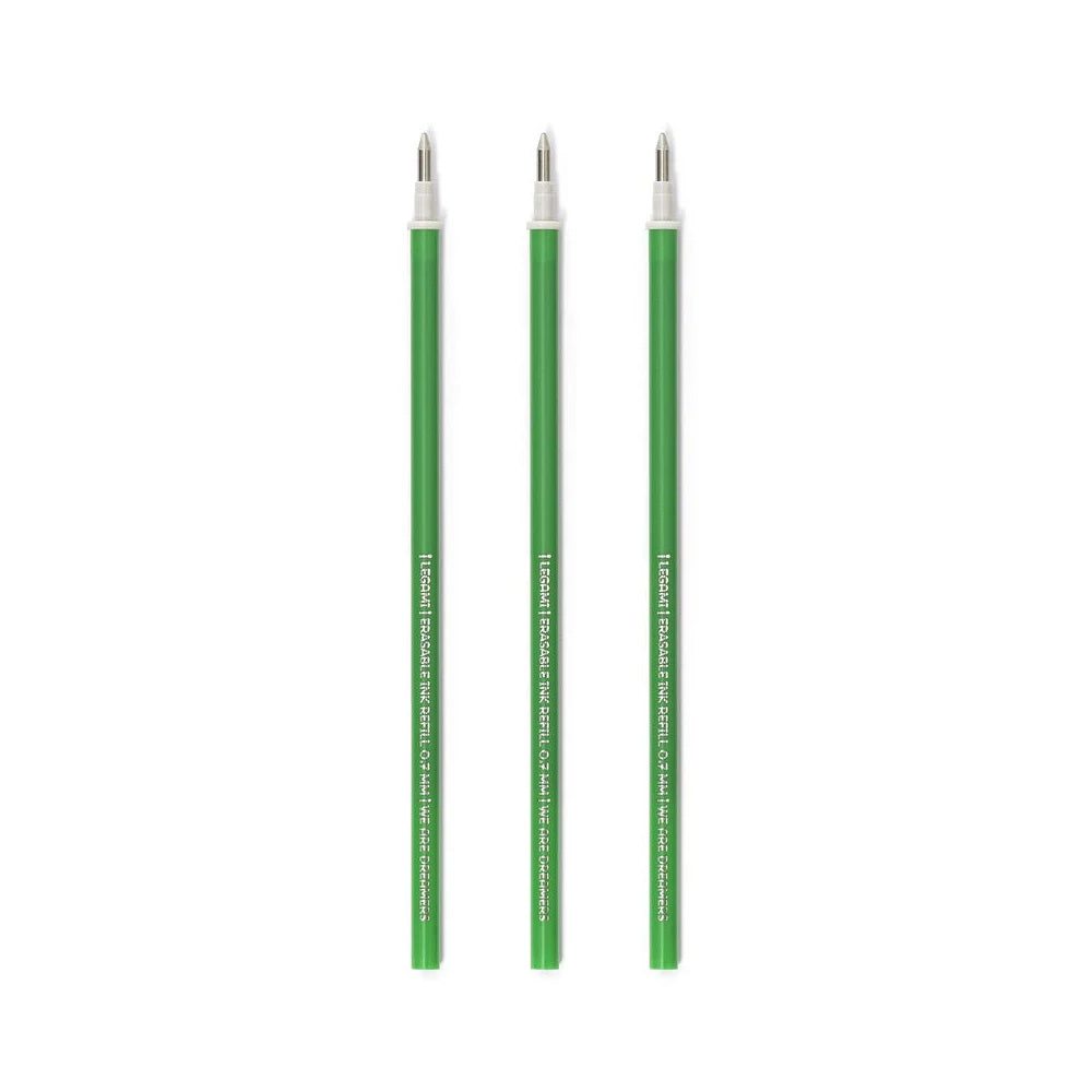Legami Erasable Pen Refill - Green Ink - 3-Pack