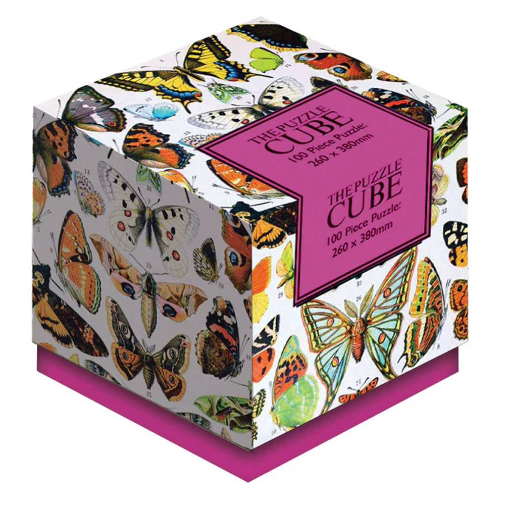 The Puzzle Cube: Vintage Butterflies - 100pc Jigsaw Puzzle