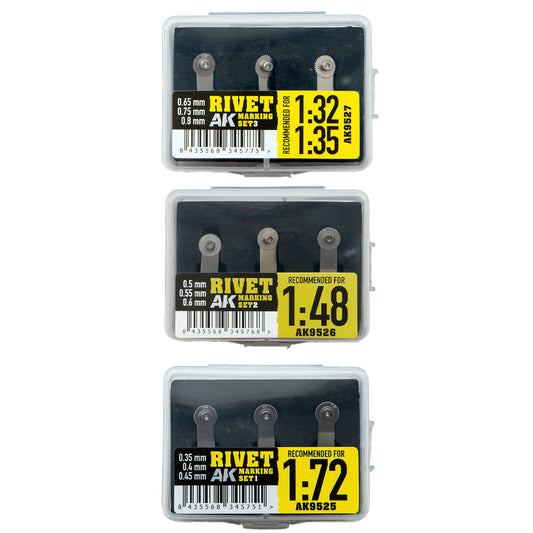 AK Interactive Rivet Marking Set - Complete Multi-Scale 1:32-1:72 Bundle