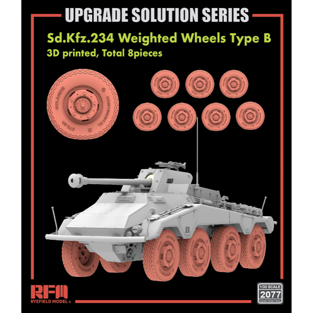 Ryefield Models 2077 Sd.Kfz.234 Weight Wheels Type B x8 1:35 Model Kit