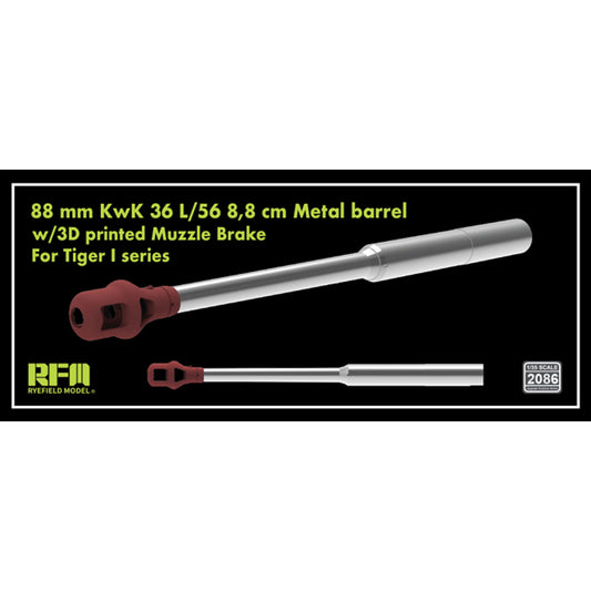Ryefield Models 2086 Tiger I 88mm KwK 36 L/56 Metal Barrel 1:35 Model Kit Part