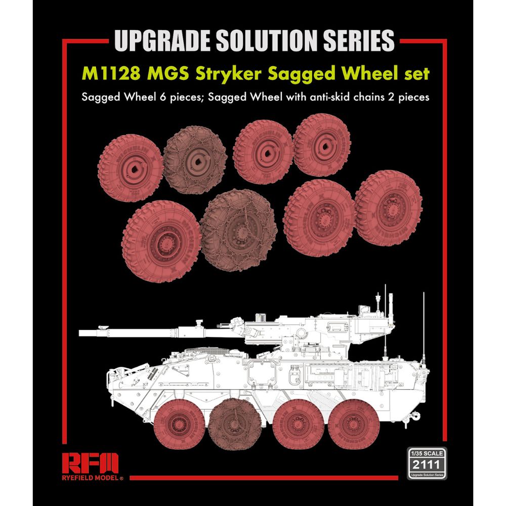 Ryefield 2111 3D Printed Sagged Wheel Set for Ryefield 5148 M1128 Stryker