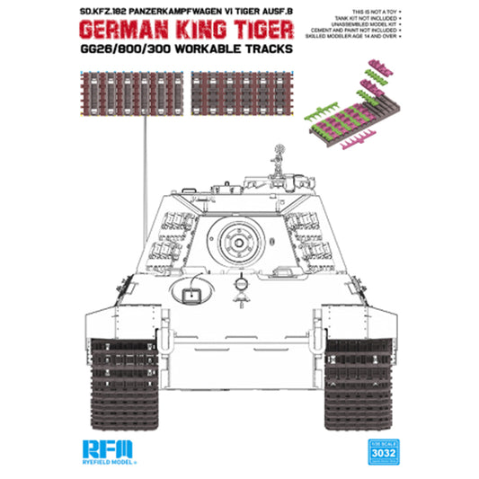 Ryefield 3032 Sd.Kfz.182 Pz.Kpfw.VI King Tiger Ausf.B 1:35 Workable Tracks