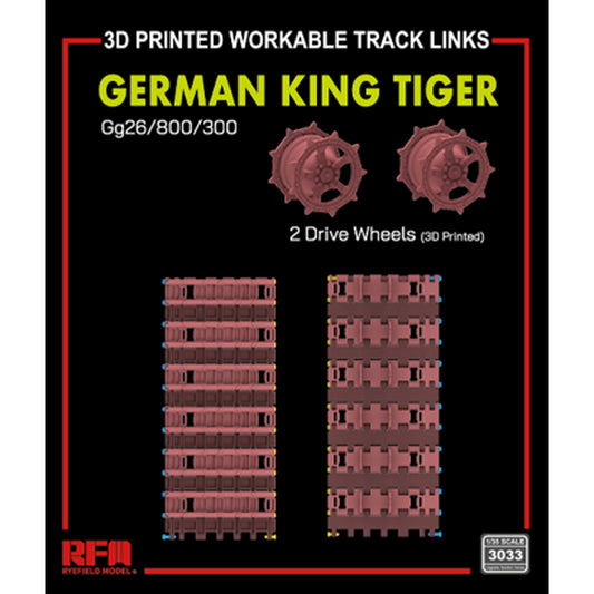 Ryefield 3033 King Tiger Tank GG26/800/300 Workable Track Links w/Drive Wheels