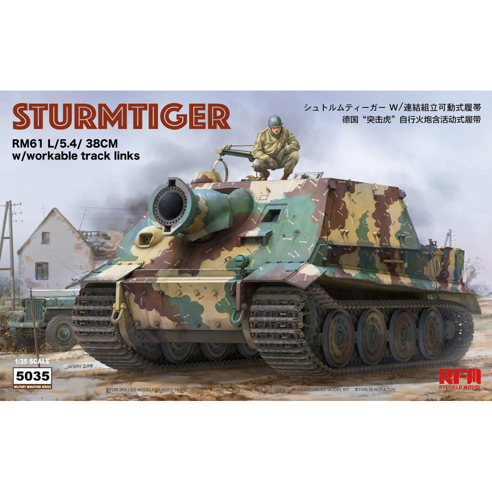 Ryefield 5035 Sturmtiger RM61 L/5.4/38cm w/Workable Track 1:35 Model Kit