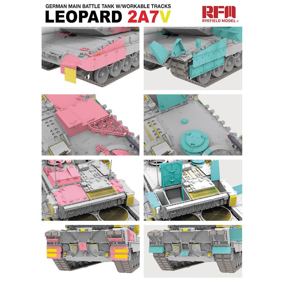Ryefield Models 5109 Leopard 2A7V German MBT w/Workable Tracks 1:35 Model Kit