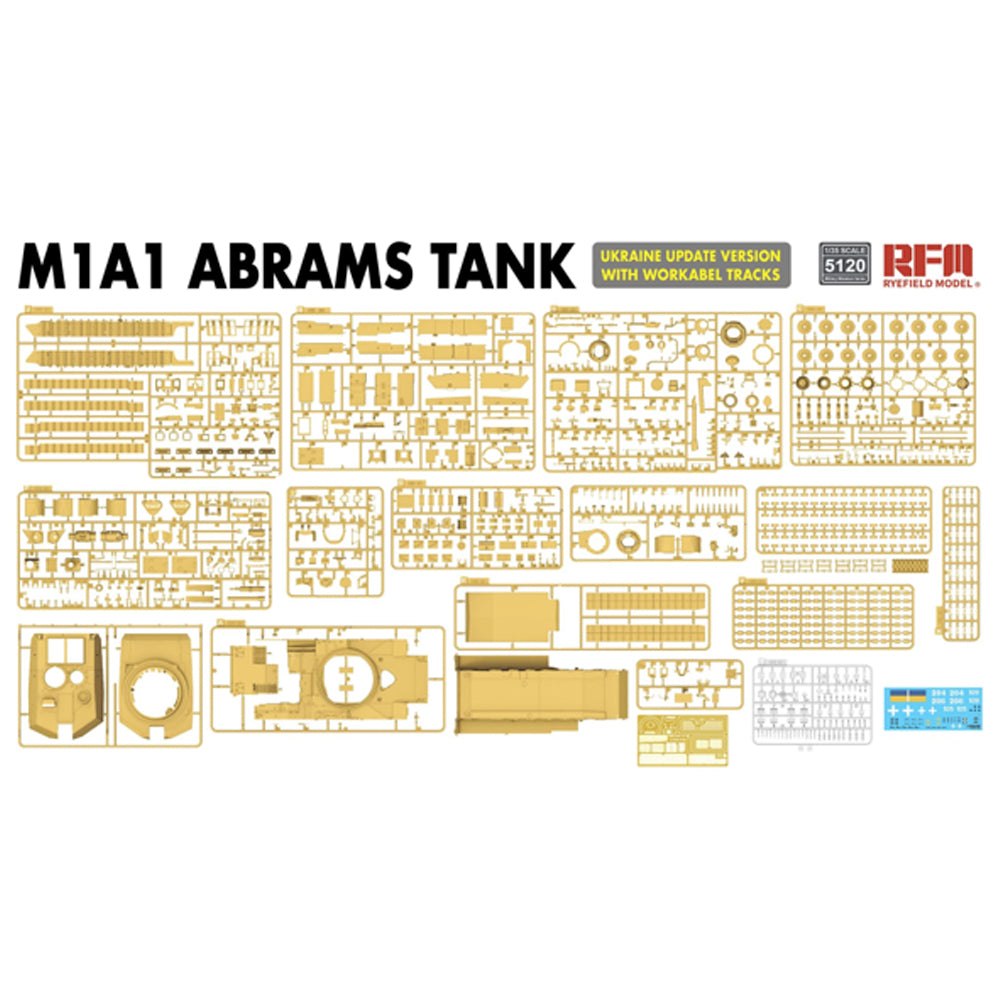 Ryefield Models 5120 M1A1 Abrams Tank Ukraine Update 1:35 Model Kit
