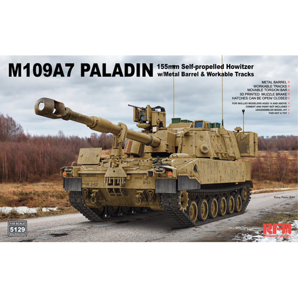 Ryefield Models 5129 M109A7 Paladin 155mm Self-Propelled Howitzer 1:35 Model Kit