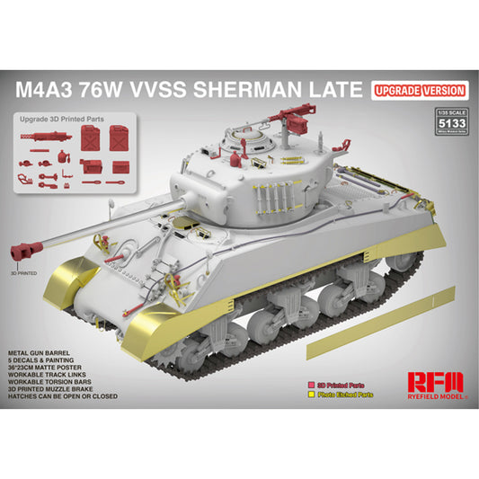 Ryefield Models 5133 M4A3 76W VVSS Sherman Late (Upgrade) 1:35 Model Kit
