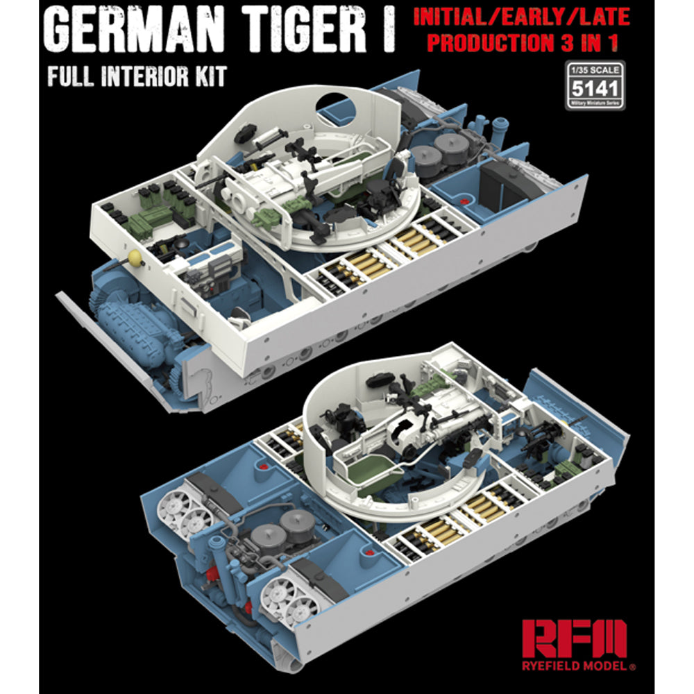 Ryefield 5141 Tiger I Tank Full Interior Kit - Initial/Early/Late 1:35 Model Kit