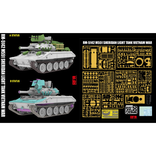 Ryefield 5142 M551 Light Tank Sheridan Light Tank (Vietnam) 1:35 Model Kit