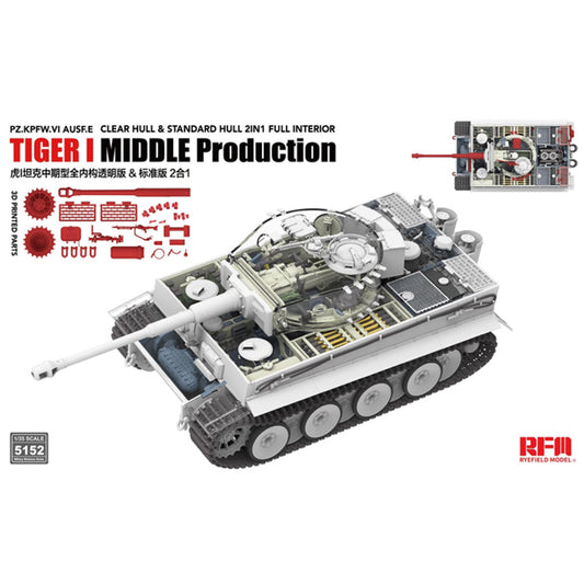 Ryefield Models 5152 Pz.Kpfw.VI Ausf.E Tiger I Middle Production 1:35 Model Kit