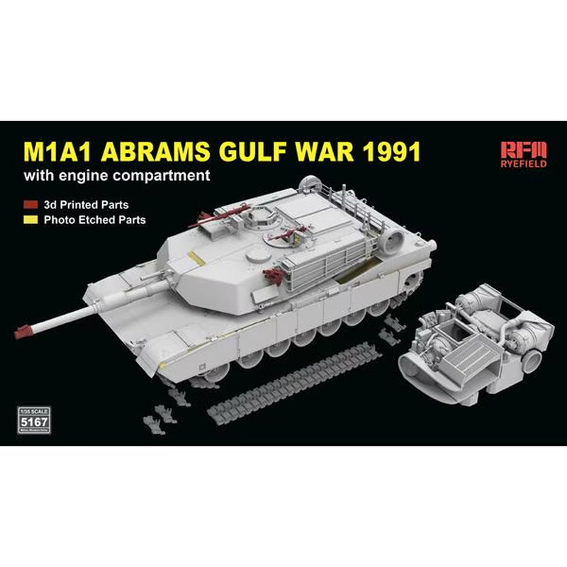 Ryefield 5167 M1A1 Abrams Gulf War 1991 w/Engine Compartment 1:35 Model Kit