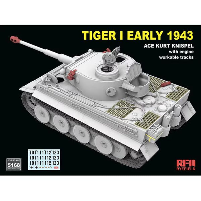 Ryefield 5168 Tiger I Early 1943 Ace Kurt Knispel w/Engine 1:35 Model Kit