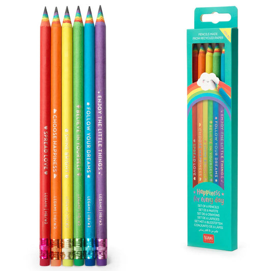 Legami Happiness for Every Day: Set of 6 HB Graphite Pencils