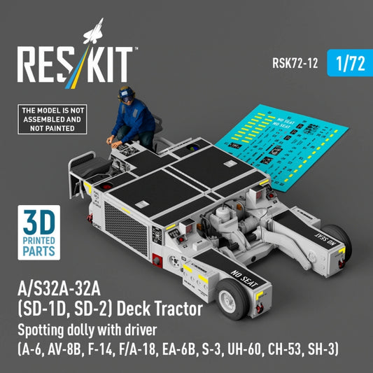Reskit A/S32A-32A (SD-1D, SD-2) Deck Tractor 1:72 3D Printed Parts Model Kit