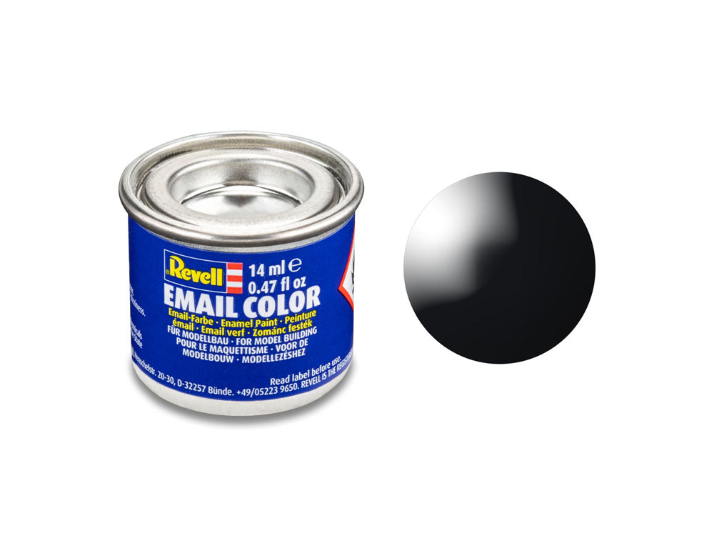 Revell Gloss Black (RAL 9005) Email Colour Enamel - 14ml Model Paint No.7