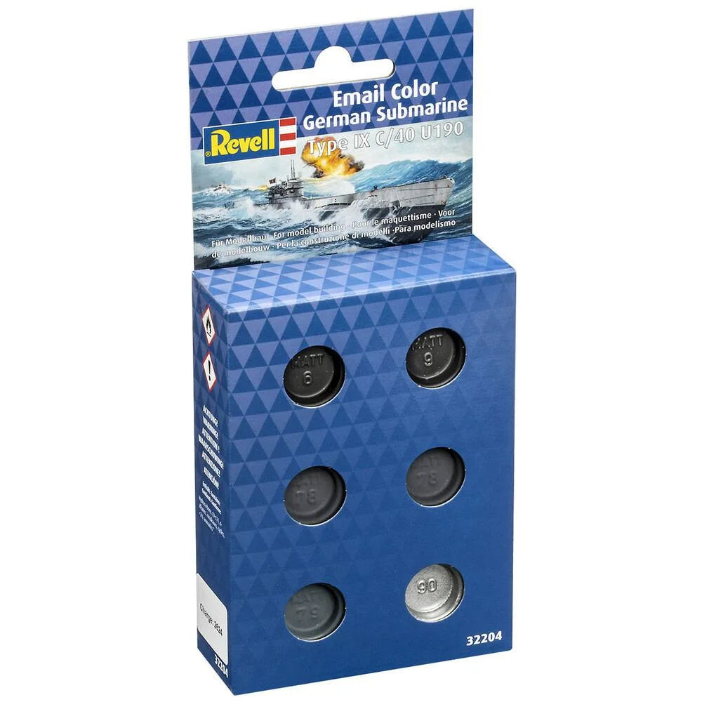 Revell 32204 German Submarine Type IX C/40 (U190) Model 6x14ml Enamel Paint Set