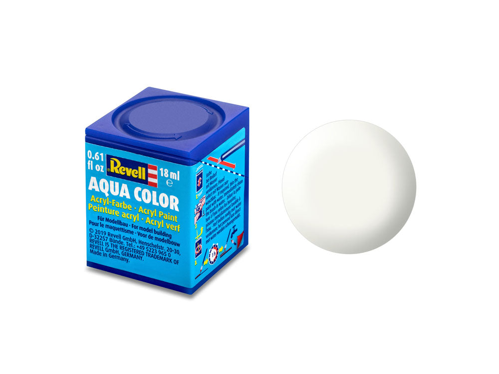 Revell Silk White (RAL 9010) Aqua Colour Acrylic - 18ml Model Paint No.301