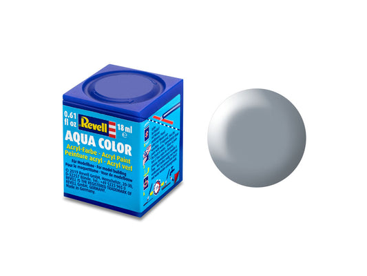 Revell Silk Grey (RAL 7001) Aqua Colour Acrylic 18ml Model Paint No.374
