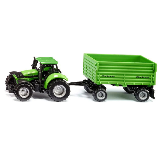 Siku 1606 Deutz-Fahr with Fortuna 4 Wheel Trailer 1:87 Diecast Toy