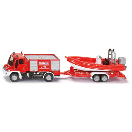 Siku 1636 Unimog Fire Engine with Boat 1:87 Diecast Toy