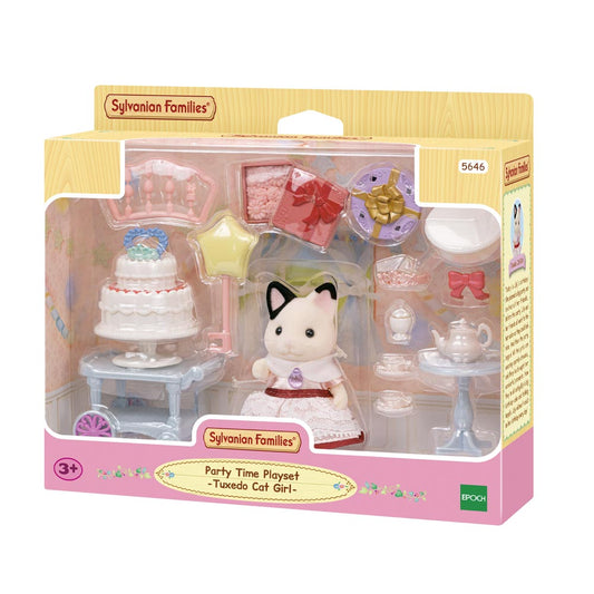Sylvanian Families Party Time Playset Tuxedo Cat Girl 5646