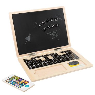 Small Foot Laptop w/Magnetic Black Board Wooden Toy Age 3+